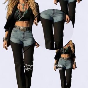 Chic Two-Tone Black and Blue Jeans